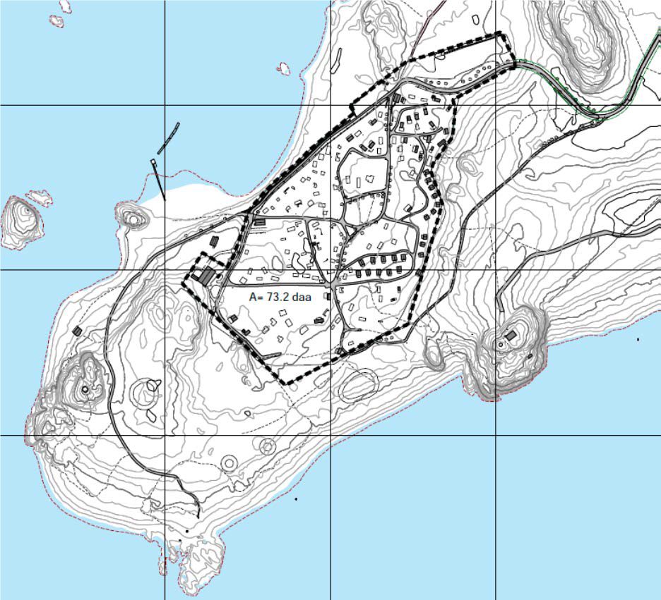Kart over området på Hove - Klikk for stort bilde